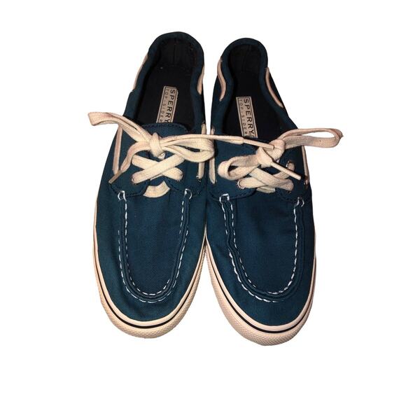 EUC Sperry Top-Sider Women's Biscayne Teal Blue Canvas Boat shoe Size 6M - Picture 3 of 9